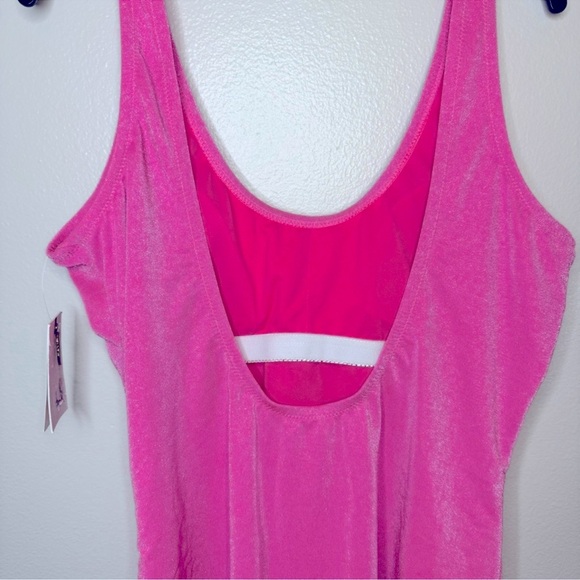 NWT Jessica Simpson Pop Pink Glitter Bomb One Piece Scoop Back Swimsuit. Size XL - Picture 7 of 9